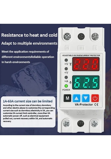 40a/63a Din Ray 230v Ayarlanabilir Aşırı Gerilim Ve Düşük Gerilim Koruyucu 63a Diğer