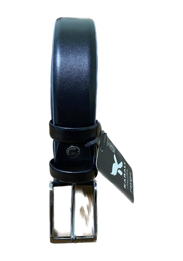 Karalı Erkek Siyah Klasik Desensiz Takım Elbise Kemeri + Kartlık 2083-1-125 Cm 001