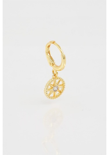 Kadın Kendi Tarzını Oluştur Zirkon Taşlı Kuzey Yıldızı Figürlü 1 Adet Küpe-3352 Altın