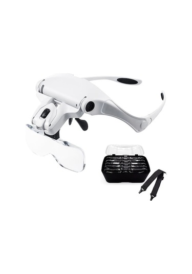 Novahub 9892b2 Led Işıklı Kafa Bandı Büyüteci Başlığı 5 Mercekli 1.0x-3.5x, Elleriyle Okuma Yardımcısı