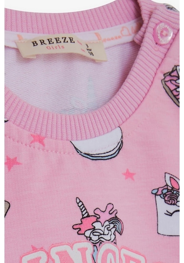 Breeze Kız Bebek Eşofman Takımı Prenses Dinozor Desenli 9 Ay-3 Yaş, Pembe-pembe Pembe