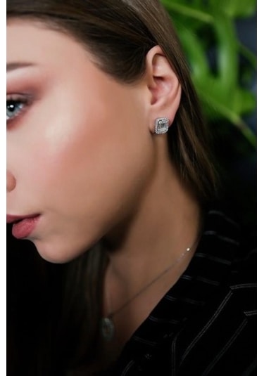 Baget Tektaş Gümüş Küpe Wsk08