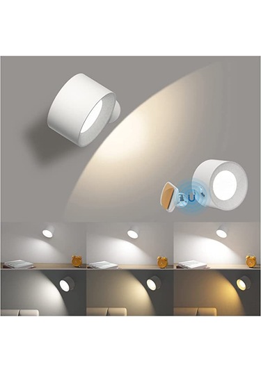 Moveevo Usb Şarjlı Led Duvar Lambası, Dokunmatik Ve Uzaktan Kumanda İle 3 Renk 3 Parlaklık, Manyetik Taşınabilir Gece Lambası Beyaz