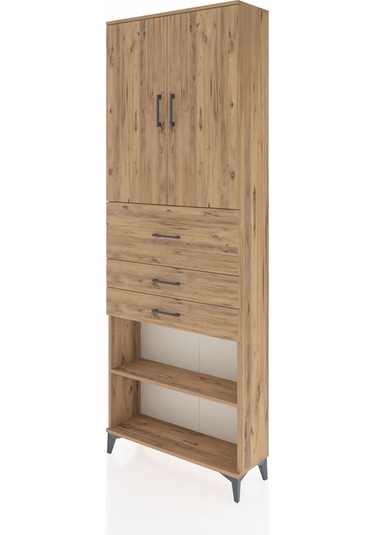 Arges Dolap 4 Raflı 3 Çekmeceli 2 Kapaklı 88x30x243 Çam-çam Aytası