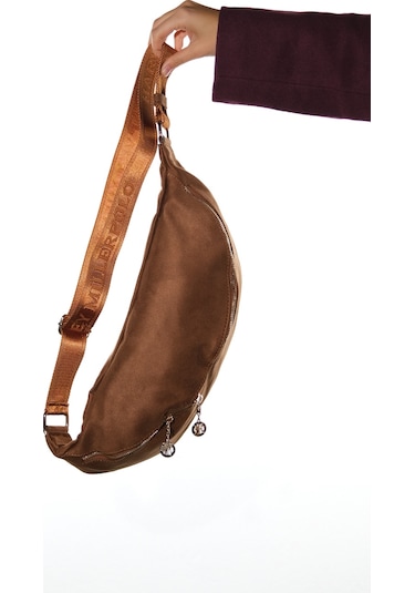 Venta Taba Süet Kadın Büyük Bel Çantası Taba