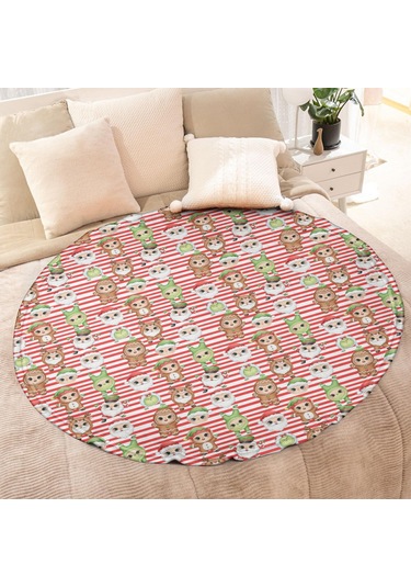 Noel Desenli 47 İnç Yuvarlak Flanel Battaniye, Yetişkin Ve Çocuk İçin, Yumuşak, Rahat Ve Hafif Noel Karakter Çizgili