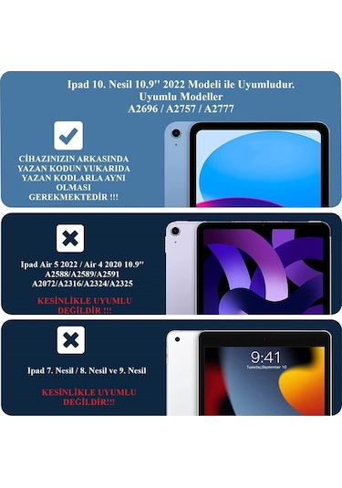 Ipad Uyumlu 10. Nesil 2022 10.9" Nano Kırılmaz Ekran Koruyucu Kırılmaz Şeffaf Cam Koruyucu Tam Uyumlu