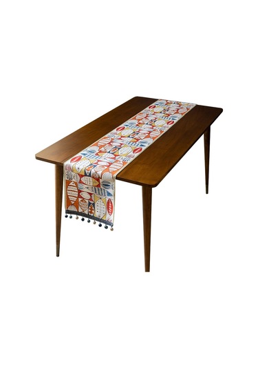 Anasayfa Şönil Polyester Püsküllü Masa Örtüsü, Ebat: 33x180cm Her Yıl Fazlalık Çok Renkli