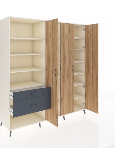 Kronos Dolap 16 Raflı 2 Çekmeceli 3 Kapaklı 220x59x243 Aytaşı-çam/antrasit Atlas Çam/antrasıt