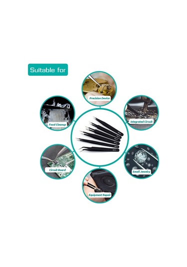 Tangshopping Esd Anti-statik Paslanmaz Çelik Cımbız Hassas Bakım Endüstriyel Tamir Kavisli Alet Ev Çalışma Modeli Yapımı El Aleti