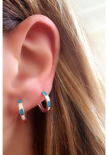 Mine Işçiliği Gümüş Rose Halka Küpe 1.2 Cm Çap