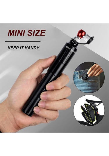 Tenfowee West Bıkıng Yp0711080 Mini Bisiklet Pompa, 110 Psı, Alüminyum, Schrader/presta Uçlu, Taşınabilir Siyah-kırmızı
