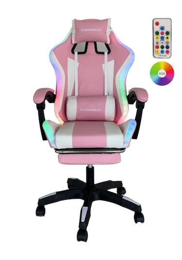 Fashcolle Pink Star Işıklı - Masaj Özellikli Oyuncu Koltuğu Pembe-beyaz