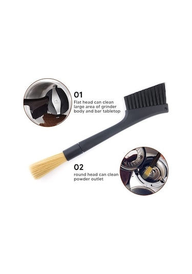 Metabagua 2 Paket Kahve Makinesi Temizleme Fırçası, Çıkarılabilir Çift Toz Alma Espresso Öğütücü Fırça Aksesuarları 9f4wcv Siyah