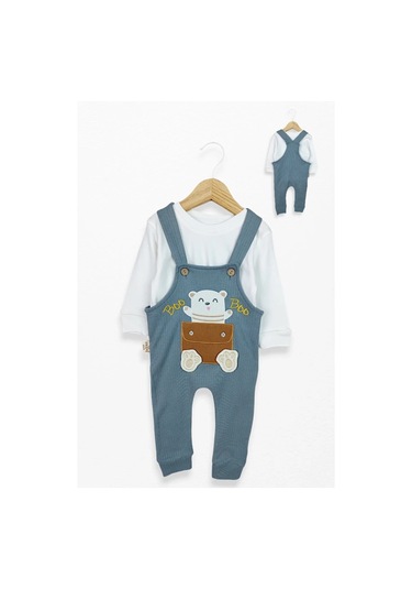 Kidskingdom Mavi Renk Erkek Bebek & Çocuk Pamuklu 2 Parça Tulum Mavi