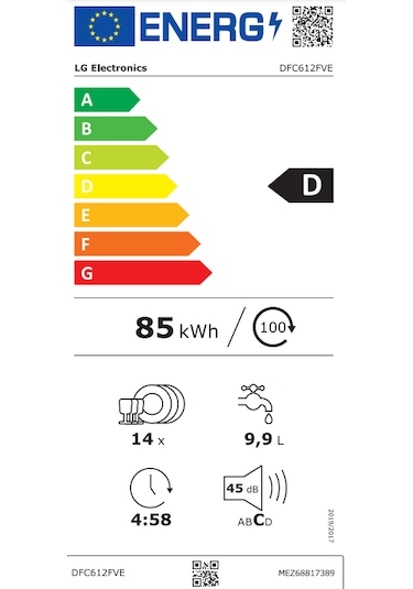 LG QuadWash DFC612FVE 5 Programlı 14 Kişilik Bulaşık Makinesi