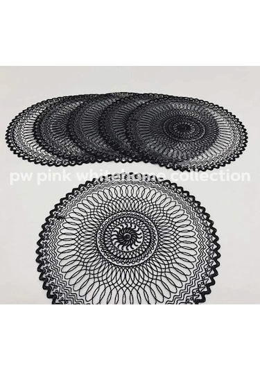 Supla Amerikan Servis Kardon işlemelİ 38 cm 6 lı paket siyah Siyah