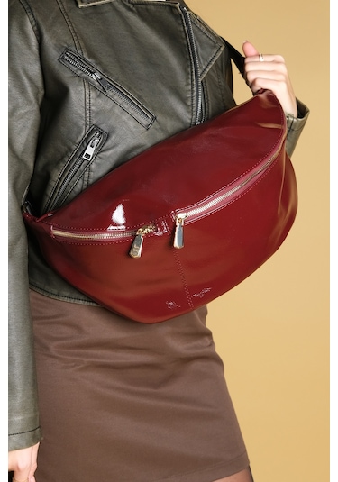 Venta Bordo Rugan Kadın Büyük Bel Çantası Bordo