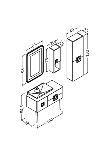 Zürih 100 Cm Beyaz Lavabolu Banyo Dolabı - Beyaz Kayın (Boy Dolap Dahil)