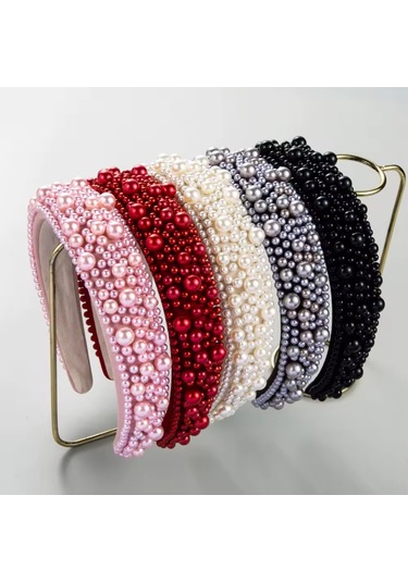 Dofolink Kuru Saçta Da Sabit Kalabilen Esnek Lastik Yapımı Büyük İçinaklı İki Renkli İpek Telli El Yapımı Süslenmiş Saç Bandı E