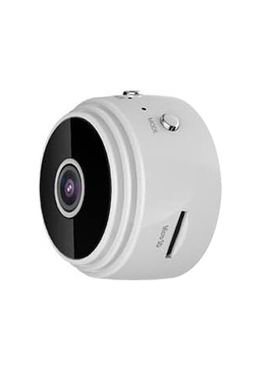 Geeksen Mini Wifi Kamera 1080p - Hareket Algılama, İnfrafed Gece Görüşü, Dönüşümlü Kayıt, Taşınabilir Spor Kameralı Beyaz, Hafıza Kartı Yok