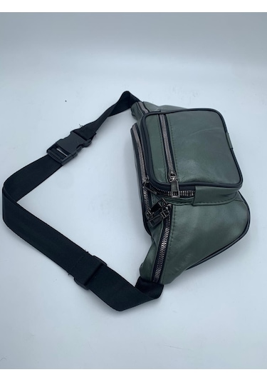 Nahitatyana Unisex Yeşil Çok Cepli Hakiki Deri Freebag Bel Çantas Yesil