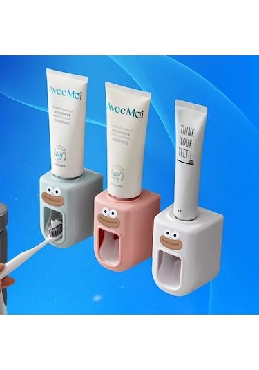 Elmpaly 2'li Rastgele Renk Duvar Askılı Otomatik Diş Macunu Sıkacağı Lazım Temizlik Banyo Aparatı 1