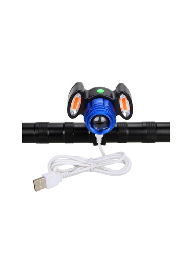 Hombey Çocuk Bisiklet Feneri, Xml T6 Led, 4 Modlu, Yakın-uzak Odaklanabilir, Şarj Edilebilir, Ipx6 Su Geçirmez, Mavi Mavi