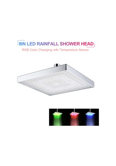 Led Yağış Duş Başlığı Kare Duş Başlığı Banyo Için Otomatik Gümüş Gümüş
