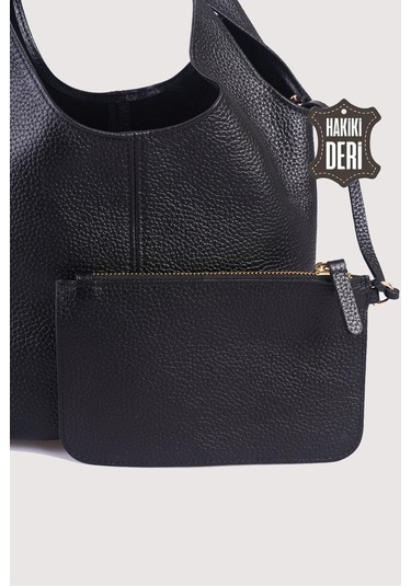 Hakiki Deri Kadın El Çantası Siyah Smr9200 Siyah