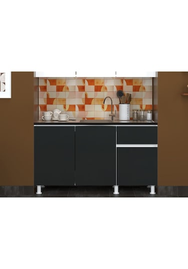 150 Cm Poyraz Mutfak Alt Modül Antrasit Evyeli Antrasit