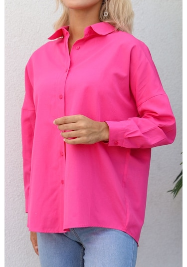 Nurneva Basic Model Gömlek Fuşya-fuşya Fuşya