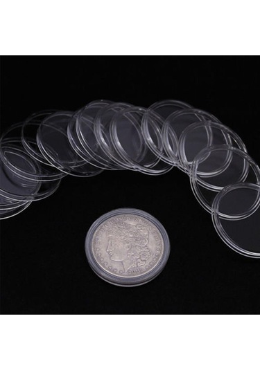 Suntek 100 Adet Temizle Yuvarlak Plastik Para Kapsüller
