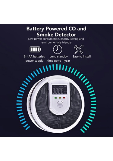 Kombinasyon Karbon Monoksit Duman Dedektörü Pille Çalışan Çok Renkli