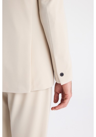 Twn Slim Fit Bej Armürlü Kumaş Ceket 6ec04bb01474m