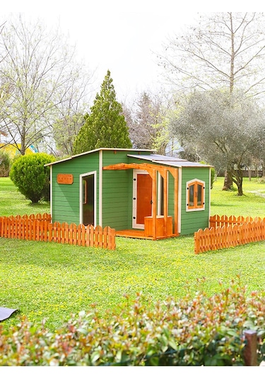 Mandu Ahşap Bahçeli Modern Playhouse Oyun Evi