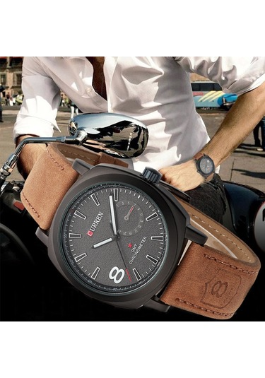 Geeksen Erkekler İçin Klasik İş Saatleri - Kuvars Hareketli, Analog Ekran, Pu Deri Kordon, Siyah 8139 Çok Renkli