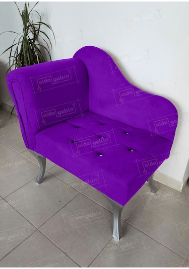 Yeni Model Tekli Köşe Koltuğu Josefin Bench Gümüş Ayak Eflatun