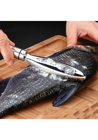 Paslanmaz Çelik Tırtıklı Kolay Çıkarılabilir Balık Pulları Temizleme Fırçası Gümüş