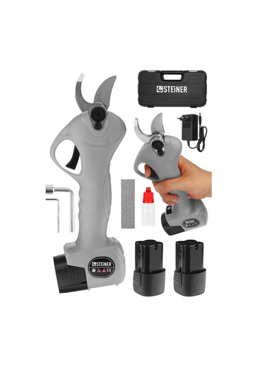 Steiner 128 Vf 10 Ah Kömürsüz Motor Akülü Bağ Makası Çantalı Gri