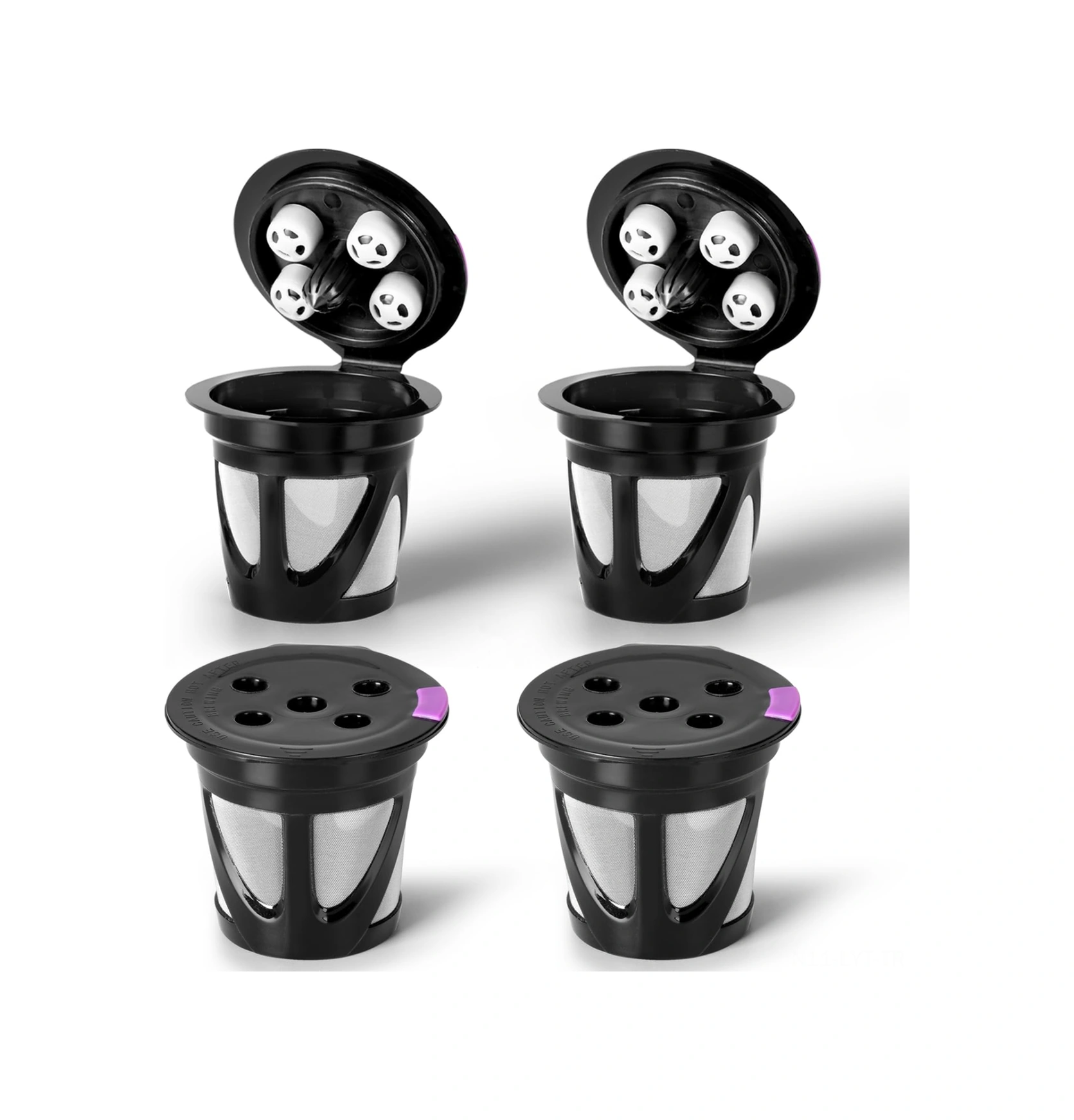 Youtek Keurig Uyumlu Yeniden Kullanılabilir Kahve Filtresi K-supreme, K-elite, 2.0/1.0 Desteği - Siyah 4'lü Paket Siyah