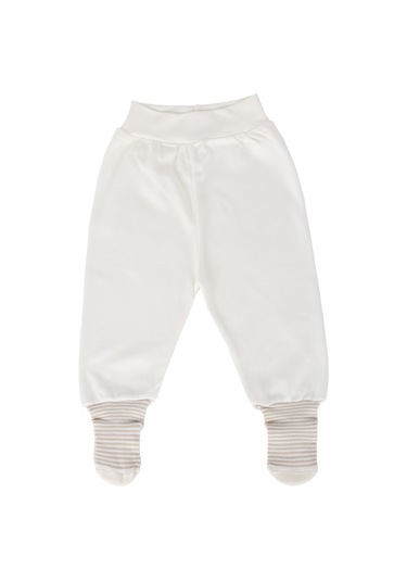 Yenidoğan Bebek Çoraplı Tek Alt Pantolon Krem