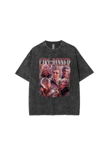 Dshztooma Baldurs Gate 3 Astarion Vintage Elf T-shirt - Erkek/kadın Rahat Yıkama Y2k Tshirtkırmızı Kirmizi