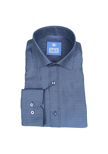 Standart Yaka Armürlü Gömlek Slim 001