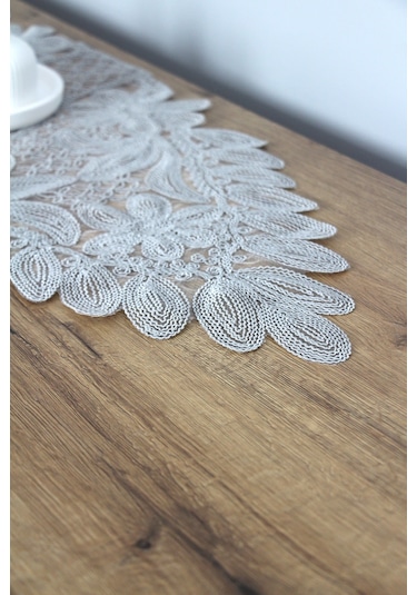 Dantel Kordon Örme Detay Masa Runner Fiskos Örtüsü 100x35 Cm 1010-kelebek