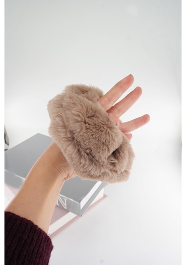 Bayan Peluş Lastik Toka-5101 Kahverengi