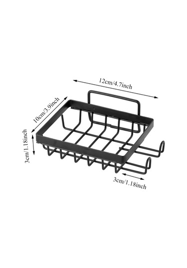 5 Adet / Takım 6 Kanca Tarzı Yumruksuz Karbon Çelik Depolama Sepeti Banyo Drenaj Organizasyon Rafı Gümüş