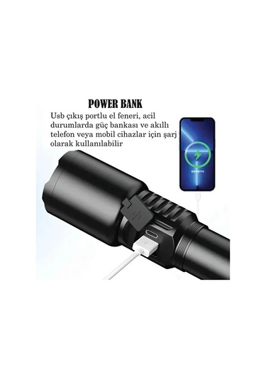 Gold Orion Alüminyum Usb Çıkışlı El Feneri Or-2208-tg Siyah