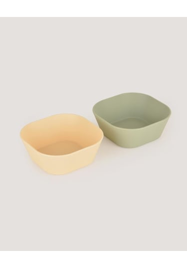 Kare Bebek Mama Tabağı 2'li Set Sage Green - Vanillia