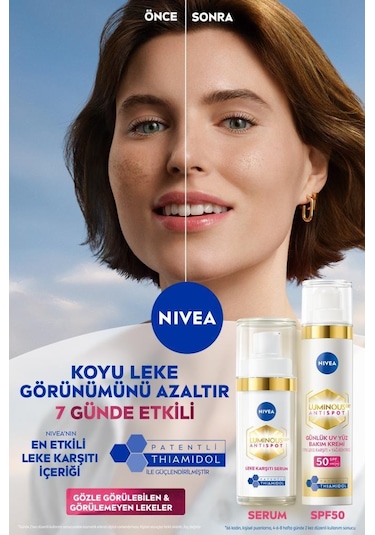 Nivea Luminous630 Thiamidol Etkili Leke Karşıtı Gündüz Yüz Kremi SPF50 UV Koruma Hyaluronik Asit 40 ML